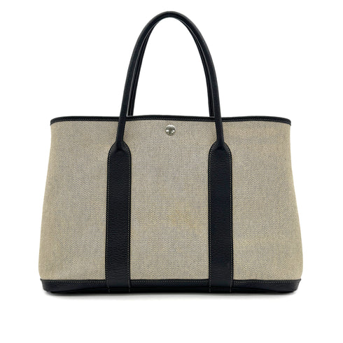 HERMES GARDEN PARTY 36 PM ECRU BLACK TOILE H TOTE BAG □N 90303000 - PURPOSE