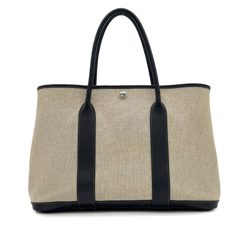 HERMES GARDEN PARTY 36 PM ECRU BLACK TOILE H TOTE BAG □N 90303000 - PURPOSE