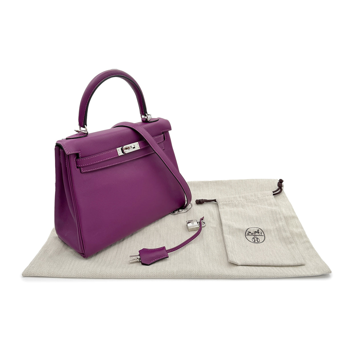 HERMES KELLY 25 RETOURNE ANEMONE VEAU SWIFT HAND SHOULDER BAG Y SHW 90303002