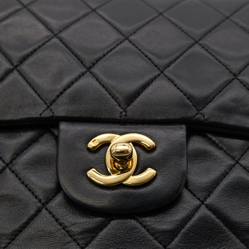 CHANEL VINTAGE CLASSIC FLAP MEDIUM CHAIN SHOULDER BAG BLACK LAMB SKIN 90303006 - PURPOSE