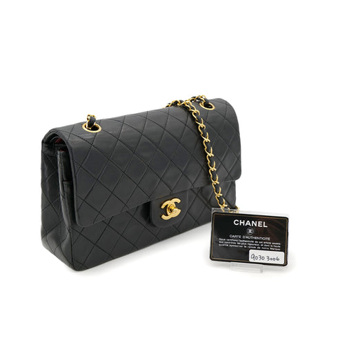 CHANEL VINTAGE CLASSIC FLAP MEDIUM CHAIN SHOULDER BAG BLACK LAMB SKIN 90303006 - PURPOSE