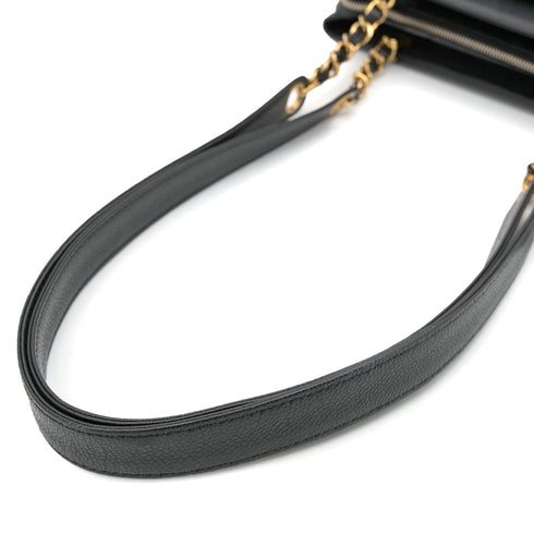 CHANEL VINTAGE TURN LOCK CHAIN TOTE BAG BLACK CAVIAR SKIN 90303016 - PURPOSE