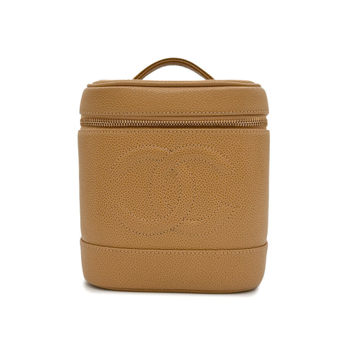 CHANEL VINTAGE VANITY HAND BAG BEIGE CAVIAR SKIN 90303018