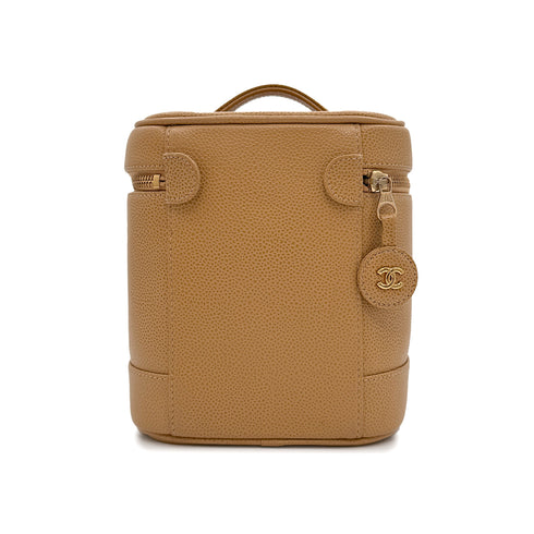 CHANEL VINTAGE VANITY HAND BAG BEIGE CAVIAR SKIN 90303018