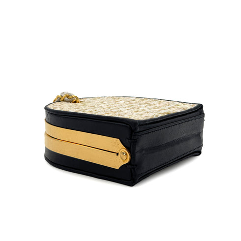 CHANEL VINTAGE COCOMARK KISS LOCK CHAIN SHOULDER BAG WHITE SEQUINS 90303023 - PURPOSE