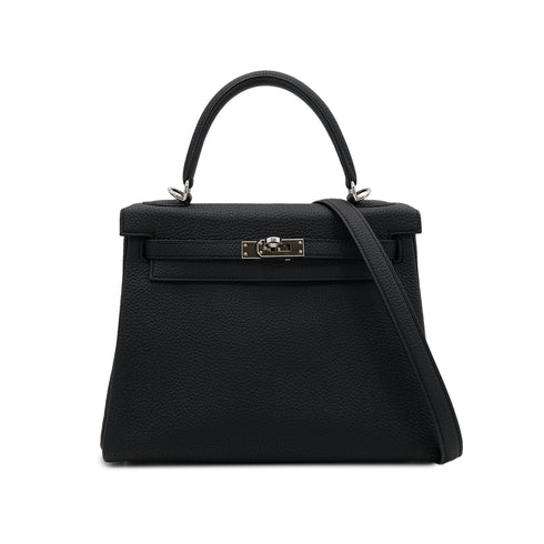 HERMES KELLY 25 RETOURNE BLACK TOGO HAND SHOULDER BAG D SHW 90303025 - PURPOSE