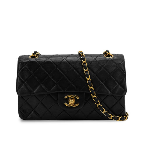 CHANEL VINTAGE CLASSIC FLAP SMALL CHAIN SHOULDER BAG BLACK LAMB SKIN 90303070 - PURPOSE