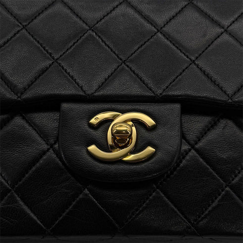 CHANEL VINTAGE CLASSIC FLAP SMALL CHAIN SHOULDER BAG BLACK LAMB SKIN 90303070 - PURPOSE