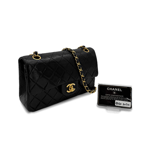CHANEL VINTAGE CLASSIC FLAP SMALL CHAIN SHOULDER BAG BLACK LAMB SKIN 90303070 - PURPOSE