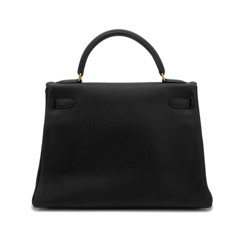 HERMES KELLY 32 RETOURNE BLACK TOGO HAND SHOULDER BAG □C GHW 90303072 - PURPOSE