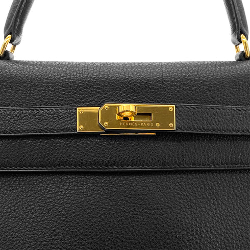 HERMES KELLY 32 RETOURNE BLACK TOGO HAND SHOULDER BAG □C GHW 90303072 - PURPOSE
