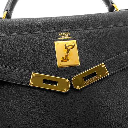 HERMES KELLY 32 RETOURNE BLACK TOGO HAND SHOULDER BAG □C GHW 90303072 - PURPOSE