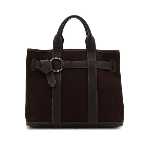 HERMES PETIT CEINTURE PM TOTE BAG EBENE TOILE MILITAIRE VEAU NEGONDA □J 90303075 - PURPOSE