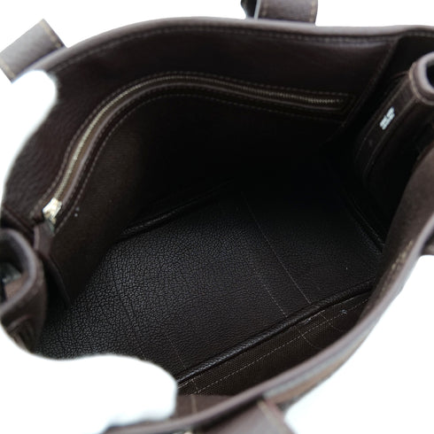 HERMES PETIT CEINTURE PM TOTE BAG EBENE TOILE MILITAIRE VEAU NEGONDA □J 90303075 - PURPOSE