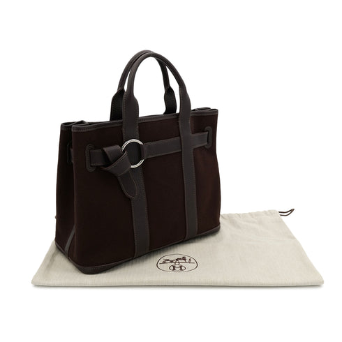 HERMES PETIT CEINTURE PM TOTE BAG EBENE TOILE MILITAIRE VEAU NEGONDA □J 90303075 - PURPOSE