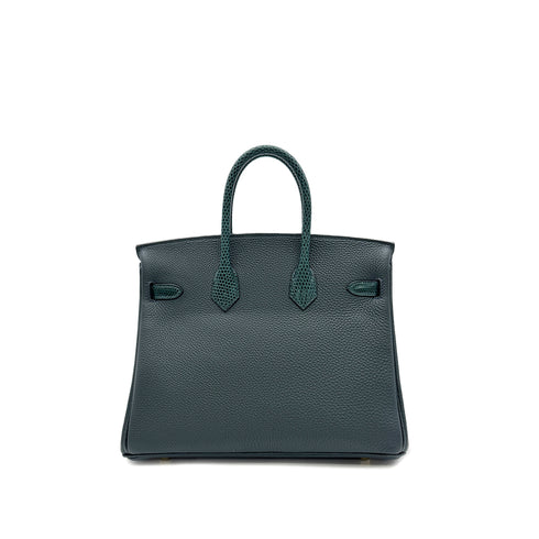 HERMES BIRKIN 25 TOUCH VERT CYPRESS VERT FONCE LIZARD TOGO HAND BAG W GHW 90303310 - PURPOSE
