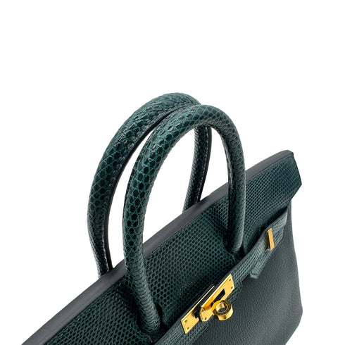 HERMES BIRKIN 25 TOUCH VERT CYPRESS VERT FONCE LIZARD TOGO HAND BAG W GHW 90303310 - PURPOSE