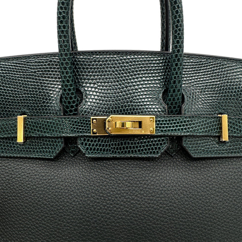 HERMES BIRKIN 25 TOUCH VERT CYPRESS VERT FONCE LIZARD TOGO HAND BAG W GHW 90303310 - PURPOSE