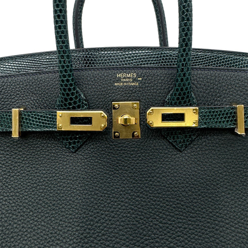 HERMES BIRKIN 25 TOUCH VERT CYPRESS VERT FONCE LIZARD TOGO HAND BAG W GHW 90303310 - PURPOSE