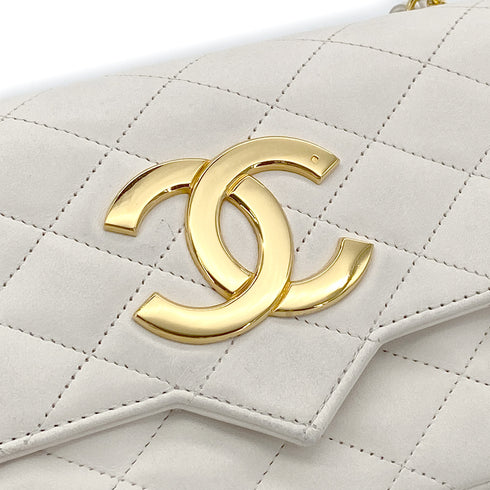 CHANEL VINTAGE MINI MATELASSE BIG COCO CHAIN SHOULDER BAG WHITE LAMB SKIN 90303314 - PURPOSE