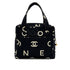 CHANEL VINTAGE MATELASSE LOGO HAND BAG BLACK WHITE CANVAS 90303315 - PURPOSE