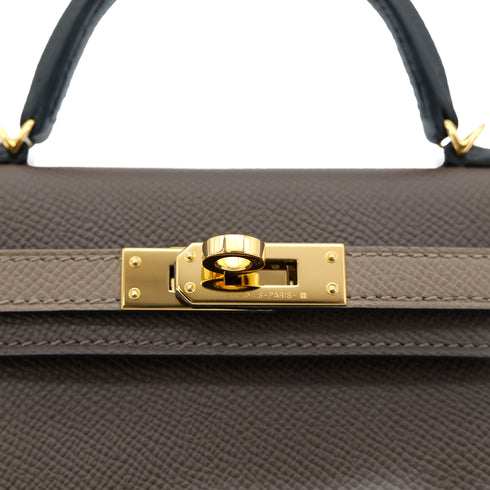 HERMES KELLY MINI 2 TRICOLORE ECORCE ETOUPE BLACK VEAU EPSOM HAND SHOULDER BAG B GHW 90303317 - PURPOSE