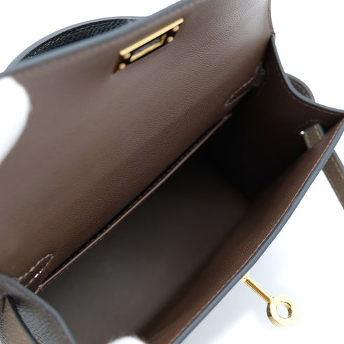 HERMES KELLY MINI 2 TRICOLORE ECORCE ETOUPE BLACK VEAU EPSOM HAND SHOULDER BAG B GHW 90303317 - PURPOSE