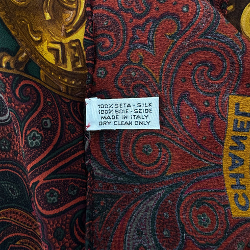 CHANEL VINTAGE SCARF COCOMARK PAISLEY PATTERN RED GOLD SILK 90303318 - PURPOSE