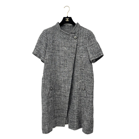 CHANEL CAMELLIA COCO BUTTON TWEED JACKET GRAY NYLON 50 P51 RTW 90303319