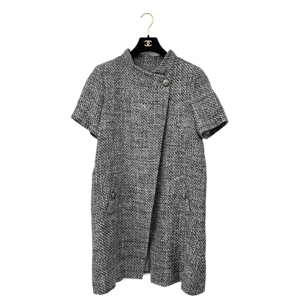 CHANEL CAMELLIA COCO BUTTON TWEED JACKET GRAY NYLON 50 P51 RTW 90303319