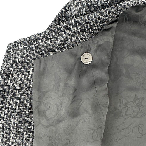 CHANEL CAMELLIA COCO BUTTON TWEED JACKET GRAY NYLON 50 P51 RTW 90303319