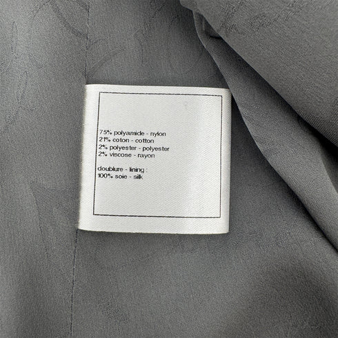 CHANEL CAMELLIA COCO BUTTON TWEED JACKET GRAY NYLON 50 P51 RTW 90303319