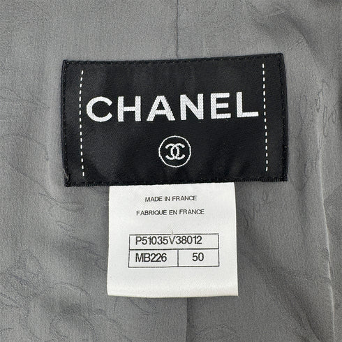 CHANEL CAMELLIA COCO BUTTON TWEED JACKET GRAY NYLON 50 P51 RTW 90303319