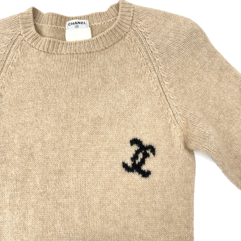 CHANEL VINTAGE COCOMARK KNIT TOPS BEIGE CACHEMIRE RTW 90303320