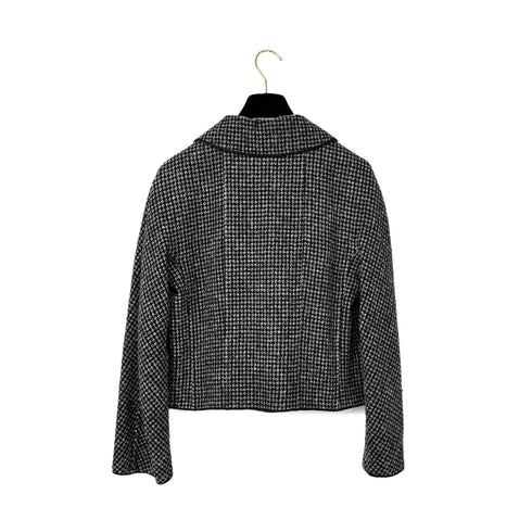 CHANEL VINTAGE COCO BUTTON TWEED JACKET BLACK GRAY RAYON 38 RTW 90303323