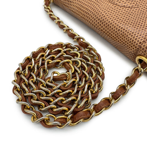 VINTAGE CHANEL BIG COCO CHAIN SHOULDER BAG BROWN LIZARD 90303482