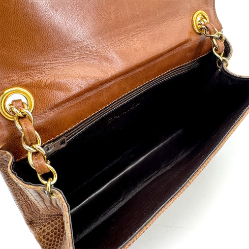 VINTAGE CHANEL BIG COCO CHAIN SHOULDER BAG BROWN LIZARD 90303482