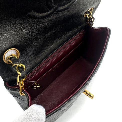CHANEL VINTAGE MINI SQUARE 17 CHAIN SHOULDER BAG BLACK LAMB SKIN 90303486 - PURPOSE
