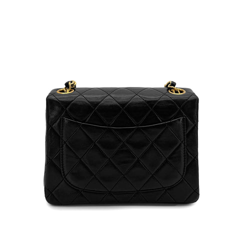 CHANEL VINTAGE MINI SQUARE 17 CHAIN SHOULDER BAG BLACK LAMB SKIN 90303487 - PURPOSE