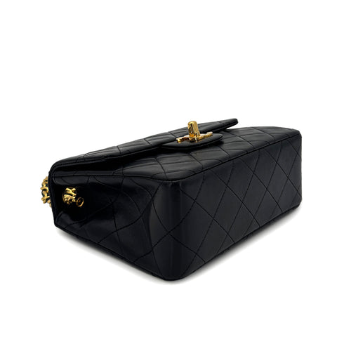 CHANEL VINTAGE MINI SQUARE 17 CHAIN SHOULDER BAG BLACK LAMB SKIN 90303487 - PURPOSE