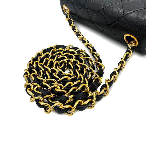 CHANEL VINTAGE MINI SQUARE 17 CHAIN SHOULDER BAG BLACK LAMB SKIN 90303487 - PURPOSE
