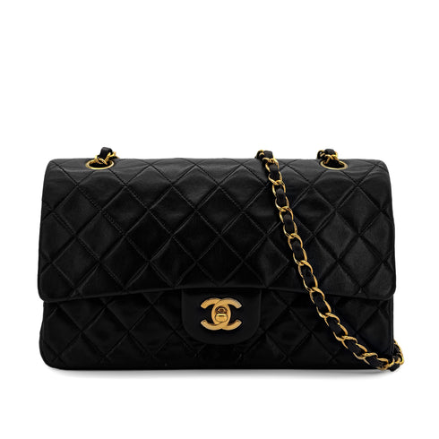CHANEL VINTAGE CLASSIC FLAP MEDIUM CHAIN SHOULDER BAG BLACK LAMB SKIN 90303488 - PURPOSE