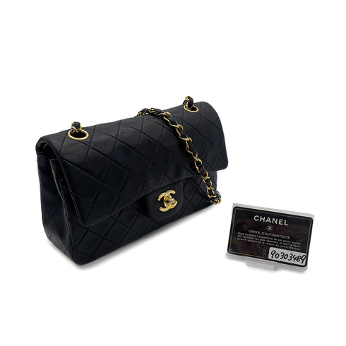CHANEL VINTAGE CLASSIC FLAP SMALL CHAIN SHOULDER BAG BLACK LAMB SKIN 90303489 - PURPOSE