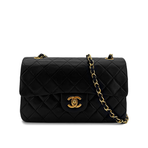 CHANEL VINTAGE CLASSIC FLAP SMALL CHAIN SHOULDER BAG BLACK LAMB SKIN 90303490 - PURPOSE