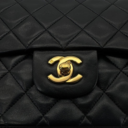 CHANEL VINTAGE CLASSIC FLAP MEDIUM CHAIN SHOULDER BAG BLACK LAMB SKIN 90303491 - PURPOSE