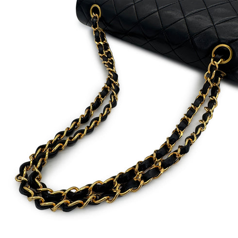 CHANEL VINTAGE CLASSIC FLAP MEDIUM CHAIN SHOULDER BAG BLACK LAMB SKIN 90303491 - PURPOSE