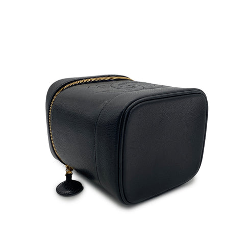 CHANEL VINTAGE VANITY HAND BAG BLACK CAVIAR SKIN 90303492
