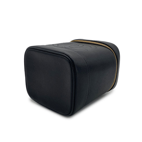 CHANEL VINTAGE VANITY HAND BAG BLACK CAVIAR SKIN 90303492