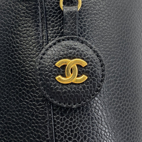 CHANEL VINTAGE VANITY HAND BAG BLACK CAVIAR SKIN 90303492