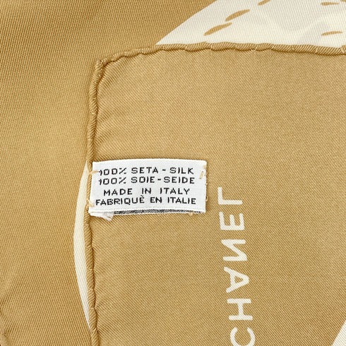 CHANEL VINTAGE SCARF BEIGE WHITE SILK 90303497 - PURPOSE